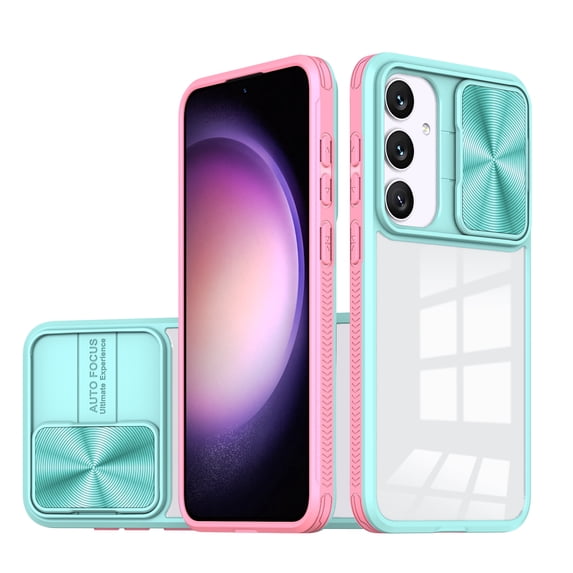 for Samsung Galaxy S24 Case with Camera Cover, for Samsung S24 Case Crystal Clear & Not-Yellowing Slim Miltary Shockproof Protective Phone Case for Galaxy S24, Skyblue