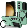 thumbnail image 1 of for Samsung Galaxy S24 Case with Camera Sliding Cover, [Compatible with MagSafe] with Magnetic Ring Kickstand, Military Grade Heavy Duty Protection Phone Case for Galaxy S24, Lightgreen, 1 of 9