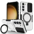 thumbnail image 1 of for Samsung Galaxy S24 Case with Camera Sliding Cover, [Compatible with MagSafe] with Magnetic Ring Kickstand, Military Grade Heavy Duty Protection Phone Case for Samsung Galaxy S24, White, 1 of 9