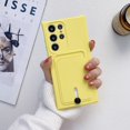 thumbnail image 1 of for Samsung Galaxy S24 Case with Card Holder Cover Microfiber Inner Lining Liquid Silicone Credit Card ID Slot Slim Soft TPU Rubber Shockproof Protective Wallet Phone Case, Yellow, 1 of 7