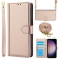 thumbnail image 1 of for Samsung Galaxy S24 Case with Card Slots and Shoulder Strap, Crossbody Lanyard Purse Cover Flip Stand Premium PU Leather Folio Phone Wallet Case for Galaxy S24 Women Girls, Rosegold, 1 of 9