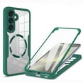 thumbnail image 1 of for Samsung Galaxy S24 Case Clear, Magnetic Case with Screen Protector, Compatible with MagSafe, Not Yellowing Shockproof Full Body Protection Slim Transparent Case for Galaxy S24, Darkgreen, 1 of 8