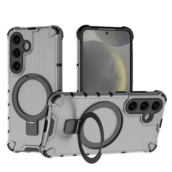 for Samsung Galaxy S24+ Case Compatible with MagSafe Rugged Grip Back Case with Magnetic Ring Adjustable Stand Military Grade Heavy Duty Protection Shockproof Anti-Scratch Phone Cover,BlackBlack