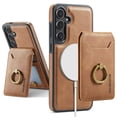 thumbnail image 1 of For Samsung Galaxy S24+ Case with Credit Card Holder,Ring Holder,Phone PU Leather Case Wallet for Women Men  Magnetic Detachable 2-in-1 Wallet Card,Shockproof Rugged Phone Case,Brown, 1 of 10