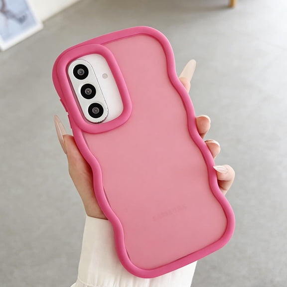 for Samsung Galaxy S24+ Case, Curly Edge Design for Women Girls, Support Wireless Charging, Cute Wavy Phone Case Flexible Shockproof Matte Frosted Protective Cover for Samsung Galaxy S24+, Rose