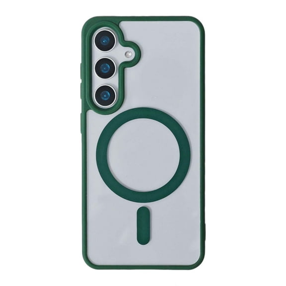 for Samsung Galaxy S24 Case Magnetic [Support Magsafe Charger] Wireless Anti-Scratch Shockproof Clear Four Corner Cushion Durable Anti-Dropping Cover for Samsung Galaxy S24, Darkgreen