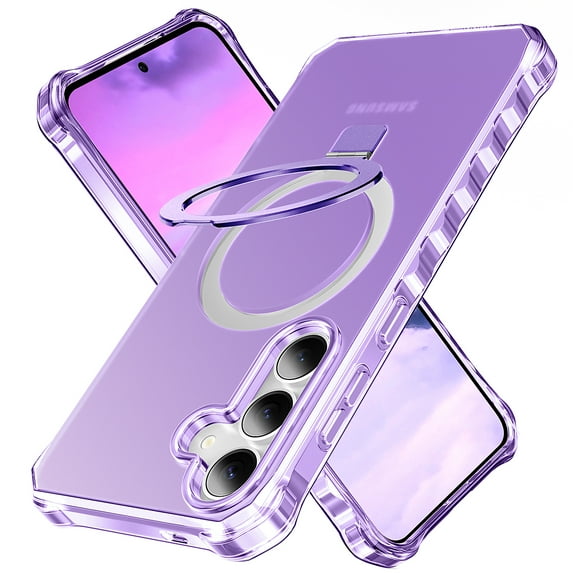 For Samsung Galaxy S24 Case, Matte Translucent PC Back Cover Not-Yellowing Corner Protective Invisible Kickstand Bumper Shockproof Anti-Scratch Phone Case for Samsung Galaxy S24, Purple