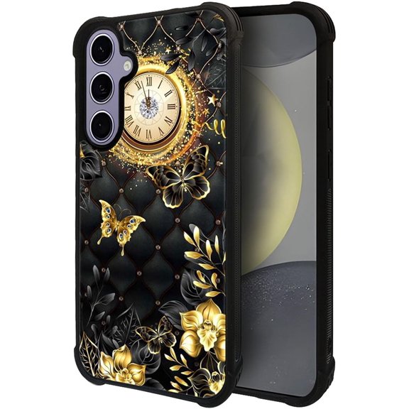 for Samsung Galaxy S24 Case, Military-Grade Protection, All-Around Shockproof Corners, Anti-Scratch Phone Case for Samsung Galaxy S24 - Clock Butterfly