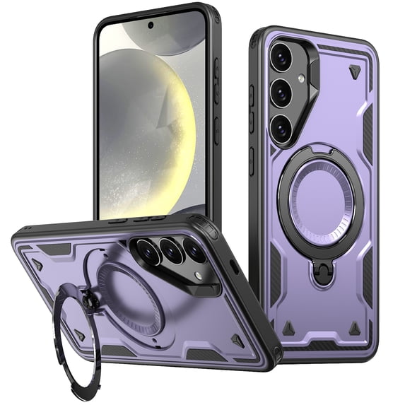 for Samsung Galaxy S24+ Case with Ring Holder, Compatible with MagSafe 360° Rotatable Kickstand Slim Phone Case for Women Men Shockproof Protective Back Cover for Samsung Galaxy S24+, Purple