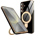 thumbnail image 1 of Samsung Galaxy S24 Case with Ring Kickstand [Compatible with Magsafe] [Lens Camera Protector] Soft TPU Electroplated Protective Samsung Galaxy S24 Magnetic Stand Phone Case Black, 1 of 13