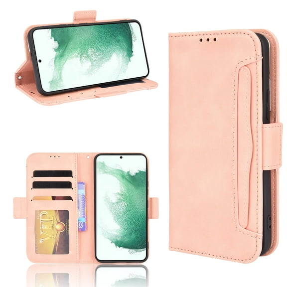 for Samsung Galaxy S24 Case, Samsung Galaxy S24 Wallet Case PU Leather Card Slot & Cash Side Pocket Shockproof Flip Phone Cover Compatible with Samsung Galaxy S24, Pink