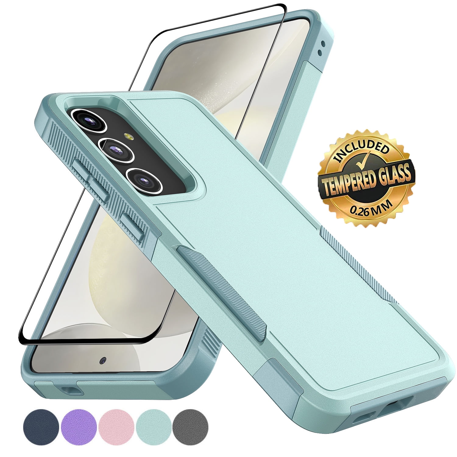 Samsung Galaxy S24 Case with Tempered Glass Screen Protector, Tekcoo ...