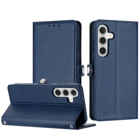 Samsung Galaxy S24 Case, Wallet Multiple Compartments Full Protection Blue