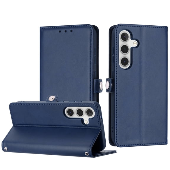 Samsung Galaxy S24 Case, Wallet Multiple Compartments Full Protection Blue