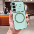 thumbnail image 1 of for Samsung Galaxy S24+ Case for Women Girls [Compatible with Mag Safe] Cute, Magnetic Love Heart Pattern with Camera Lens Protection Plating Shockproof Wireless Charging Phone Case,Green, 1 of 6