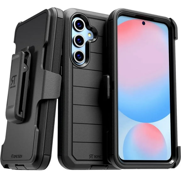 Defender Case for Samsung Galaxy S24 FE with Belt Clip, Kickstand, Dual-Layer, Black