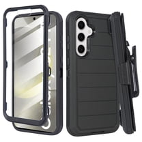 For Samsung Galaxy S24 FE 5G 2024 Case with Belt Clip, Slim Full Protection Hybrid Case & Rotating Belt Clip Holster with Built in Kickstand, Built in Screen Protector Blue