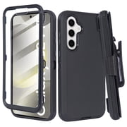 For Samsung Galaxy S24 FE 5G 2024 Case with Belt Clip, Slim Full Protection Hybrid Case & Rotating Belt Clip Holster with Built in Kickstand, Built in Screen Protector