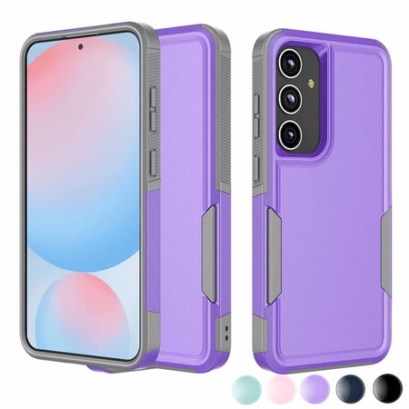 Samsung Galaxy S24 FE 5G Case [2-in-1 Heavy Duty Armor] Shockproof Rugged Cover with Dual-Layer Hard Plastic & Rubber Bumper, 6.7 inch Military-Grade Protection, Anti-Slip Grip – Purple