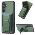 thumbnail image 1 of for Samsung Galaxy S24 FE Carbon Fiber Texture Wallet Case with Credit Card Slots, Shockproof Protection Business PU Leather Flip Kickstand Phone Cover for Samsung Galaxy S24 FE, Green, 1 of 10