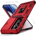thumbnail image 1 of for Samsung Galaxy S24 FE Case with Camera Lens Cover,10 FT Military Grade Drop Protection, Magnetic Ring Holder Kickstand Protective Phone Case for Galaxy S24 FE Case, Red, 1 of 12