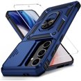 thumbnail image 1 of for Samsung Galaxy S24 FE Case with Camera Lens Cover,10 FT Military Grade Drop Protection, Magnetic Ring Holder Kickstand Protective Phone Case for Galaxy S24 FE Case, Navy Blue, 1 of 12