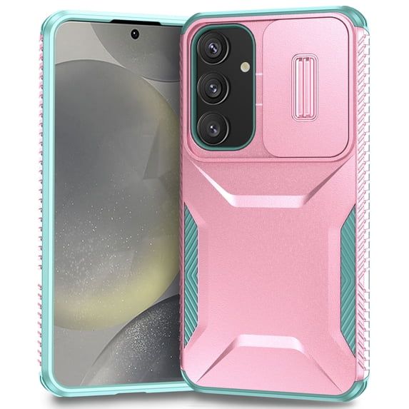 for Samsung Galaxy S24 FE Case with Camera Lens Protector, Heavy Duty Shockproof Anti-Scratch Rugged Hybrid TPU PC Back Cover Phone Case for Samsung Galaxy S24 FE, Rosegold