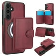 thumbnail image 1 of for Samsung Galaxy S24 FE Case, Compatible with MagSafe, Detachable Magnetic Wallet Case with PU Leather Kickstand Card Slots Shockproof Protection 2 In 1 Function Case for Galaxy S24 FE, Winered, 1 of 5