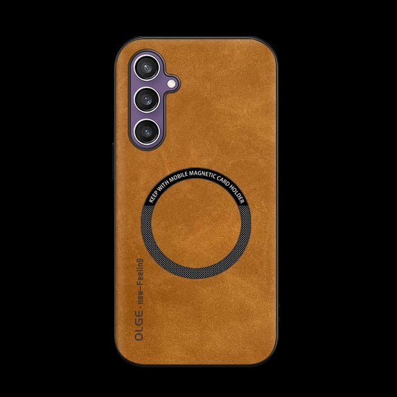 for Samsung Galaxy S24 FE Case Magnetic, Compatible with Magsafe & Car Mount Slim Fit Shockproof Anti-Scratch Bumper Drop Protection Phone Case for Samsung Galaxy S24 FE, Brown