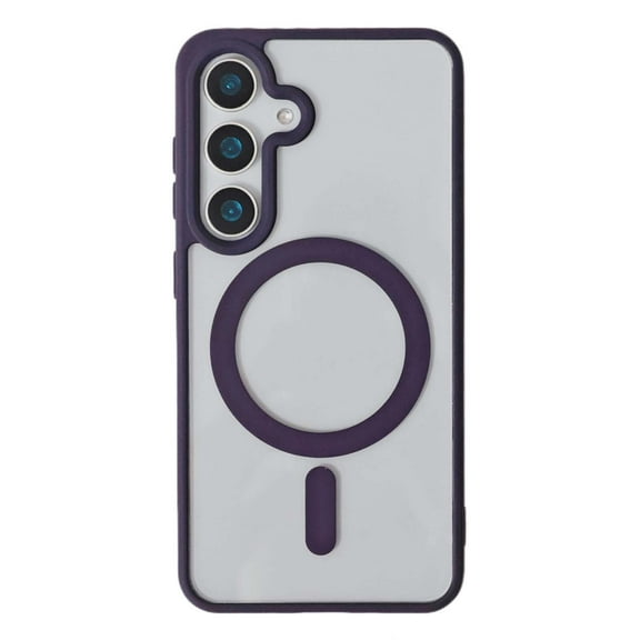 for Samsung Galaxy S24 FE Case Magnetic [Support Magsafe Charger] Wireless Anti-Scratch Shockproof Clear Four Corner Cushion Durable Anti-Dropping Cover for Samsung Galaxy S24 FE, Darkpurple