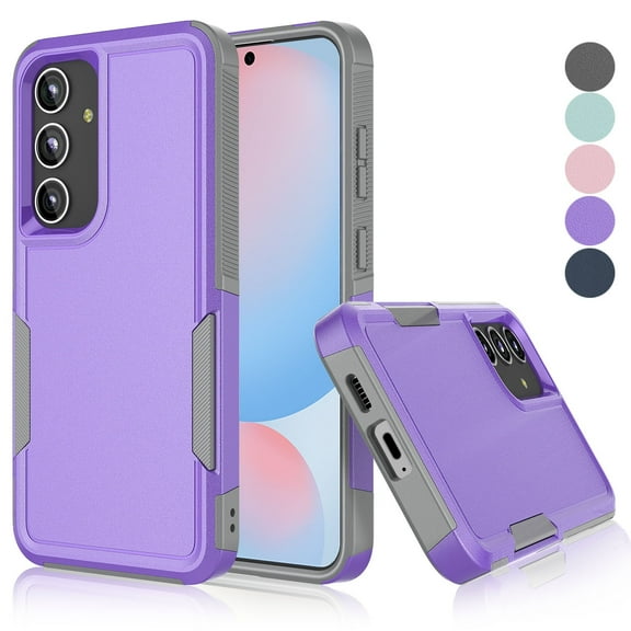 For Samsung Galaxy S24 FE Case, Shockproof Heavy Duty Rugged Phone Case for Samsung Galaxy S24 FE, Tekcoo Military Grade Protection Dual Layer Sturdy Durable Cover Cute Bumper - Purple