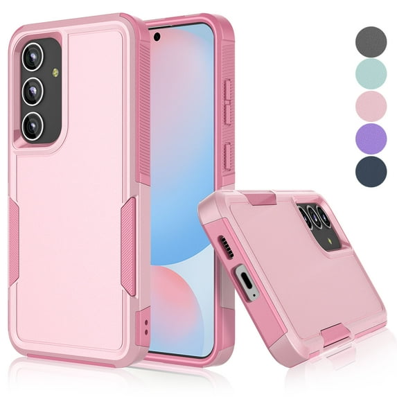 For Samsung Galaxy S24 FE Case, Shockproof Heavy Duty Rugged Phone Case for Samsung Galaxy S24 FE, Tekcoo Military Grade Protection Dual Layer Sturdy Durable Cover Cute Bumper - Rose Gold