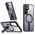 thumbnail image 1 of for Samsung Galaxy S24 FE Case with Stand, Compatible with MagSafe, Magnetic Kickstand Case for S24 FE, Military-Grade Protection Shockproof Case, Clear Acrylic + Soft TPU Material, Black, 1 of 6