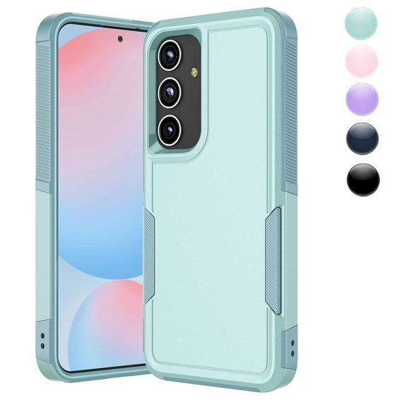 Samsung Galaxy S24 FE Case,Sturdy Phone Case for Galaxy S24 FE 2024 6.7 inch,Njjex Shockproof Protection Heavy Duty Armor Hard Plastic & Rubber Rugged Bumper 2-in-1 Case Cover-Green