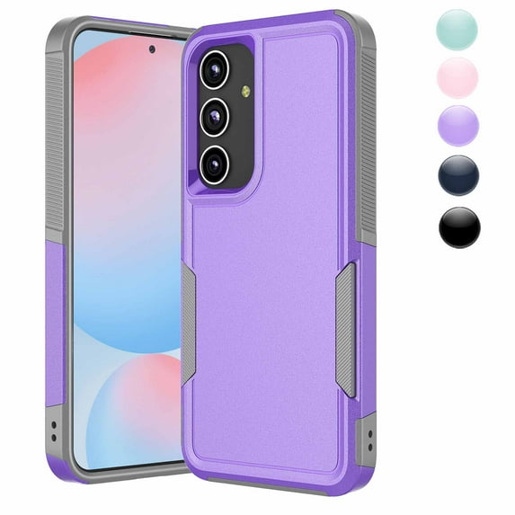 Samsung Galaxy S24 FE Case,Sturdy Phone Case for Galaxy S24 FE 2024 6.7 inch,Njjex Shockproof Protection Heavy Duty Armor Hard Plastic & Rubber Rugged Bumper 2-in-1 Case Cover-Purple