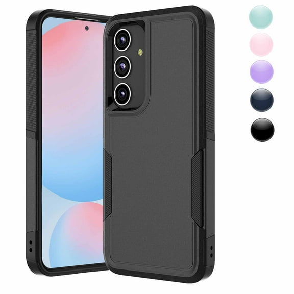 Samsung Galaxy S24 FE Case,Sturdy Phone Case for Galaxy S24 FE 2024 6.7 inch,Njjex Shockproof Protection Heavy Duty Armor Hard Plastic & Rubber Rugged Bumper 2-in-1 Case Cover-Black