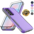 thumbnail image 1 of For Samsung Galaxy S24 FE Case with Tempered Glass Screen Protector, Tekcoo Dual Layer Heavy Duty Cover Military Grade Protection Shockproof Rugged Phone Case for Samsung Galaxy S24 FE - Purple, 1 of 10