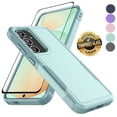 thumbnail image 1 of For Samsung Galaxy S24 FE Case with Tempered Glass Screen Protector, Tekcoo Dual Layer Heavy Duty Cover Military Grade Protection Shockproof Rugged Phone Case for Samsung Galaxy S24 FE - Mint, 1 of 10