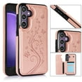 thumbnail image 1 of for Samsung Galaxy S24 FE Case Wallet with Card Holder, Floral Flower Pattern Back Flip Folio PU Leather Kickstand Card Slots Case for Women Girls, Double Magnetic Clasp Shockproof Cover, Rosegold, 1 of 9