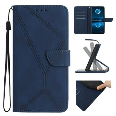 for Samsung Galaxy S24 FE Case, Wallet Card Holder PU Leather Stand Flip Cases Wrist Strap Magnetic Closure Shockproof Protective Cover for Samsung Galaxy S24 FE, Darkblue