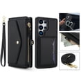 thumbnail image 1 of For Samsung Galaxy S24 FE Crossbody Wallet Phone Case,Magnetic Detachable Flip,With Shoulder Strap&Wrist Strap,Zipper Pocket,Card&Cash Slots,PU Leather Shockproof Rugged Phone Case,Black, 1 of 9