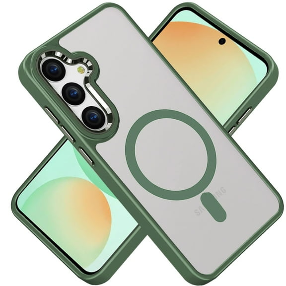 For Samsung Galaxy S24 FE /Fan Edition MagSafe Compatible Transparent Greatest Clear Acrylic with Color Frame Thick Hybrid TPU Hard Cover, XPM Phone Case [Clear Midnight Green]