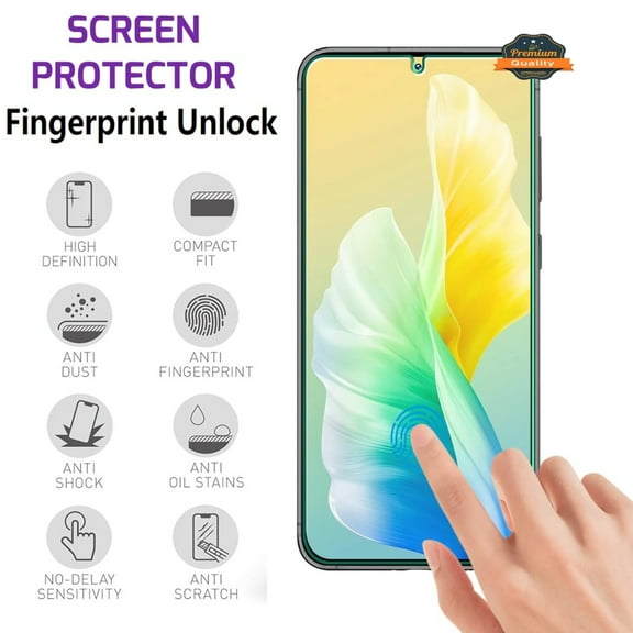 For Samsung Galaxy S24 FE /Fan Edition Tempered Glass Screen Protector,Clear Full Glue Support Fingerprint Unlock Reader Bubble Free, Anti Scratch Screen Cover by Xpression - Clear