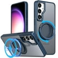 thumbnail image 1 of For Samsung Galaxy S24 FE Kickstand Case - Military-Grade Shockproof, MagSafe Compatible, Translucent Design with Rotatable Ring Holder Magnetic Case for Samsung Galaxy S24 FE, Blue, 1 of 6