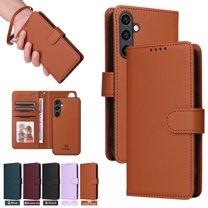 for Samsung Galaxy S24 FE Phone Case Wallet & Cash Slot,Flip Kickstand Cover [2 in 1 Detachable Credit Card Holders] Premium PU Leather Purse Wrist Strap Case for Samsung Galaxy S24 FE,Brown