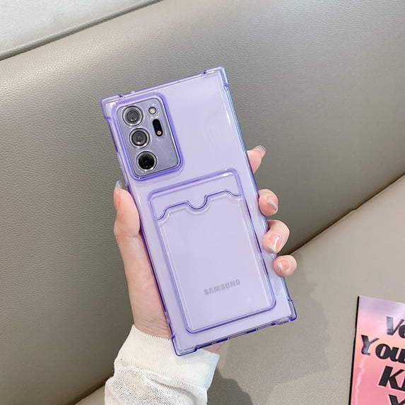 for Samsung Galaxy S24 FE Wallet Case,Clear Protective Card Slot Case,Slim Fit Drop Resistant Soft TPU Wallet Case with Bumper,Back Card Holder Pocket Case For Samsung Galaxy S24 FE,Purple