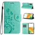 thumbnail image 1 of For Samsung Galaxy S24 FE Wallet Case,Cute Embossed Butterfly & Flower Patterned Flip Premium PU Leather [Flip Kickstand] [Card Slots] [Wrist Strap] [Magnetic Closure] Phone Cover, Mint, 1 of 9