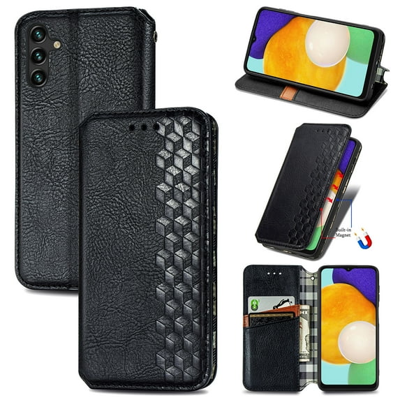 for Samsung Galaxy S24 FE Wallet Case, Vintage PU Leather Flip Case with Card Holder Kickstand Hidden Magnet Folio Case Book Cover Compatible with Samsung Galaxy S24 FE - Black
