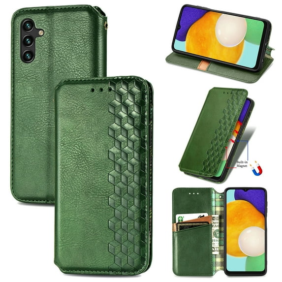 for Samsung Galaxy S24 FE Wallet Case, Vintage PU Leather Flip Case with Card Holder Kickstand Hidden Magnet Folio Case Book Cover Compatible with Samsung Galaxy S24 FE - Green