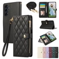 thumbnail image 1 of for Samsung Galaxy S24 FE Wallet Case with Zipper Pocket Card Holder & Crossbody Lanyard Strap & Wrist Strap, Flip Stand PU Leather Magnetic Folio Purse Case for Galaxy S24 Plus, Black, 1 of 8